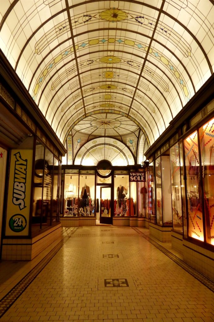 Cathedral Arcade leadlight roof covered arcade