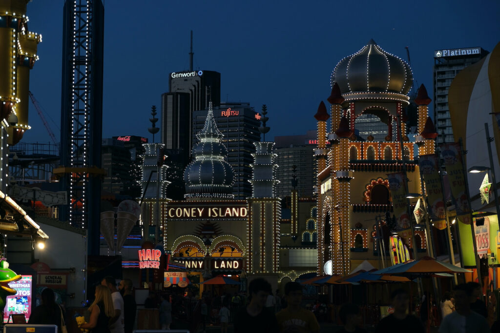 Coney Island at night