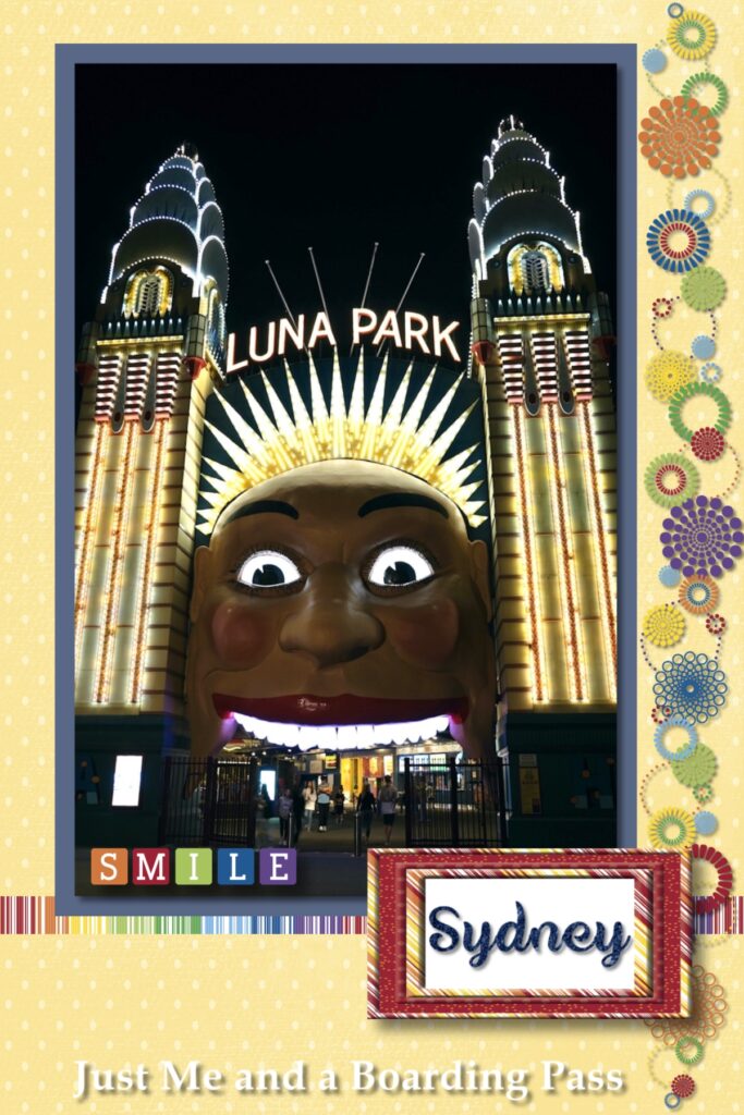 Luna Park Sydney Face entrance at night